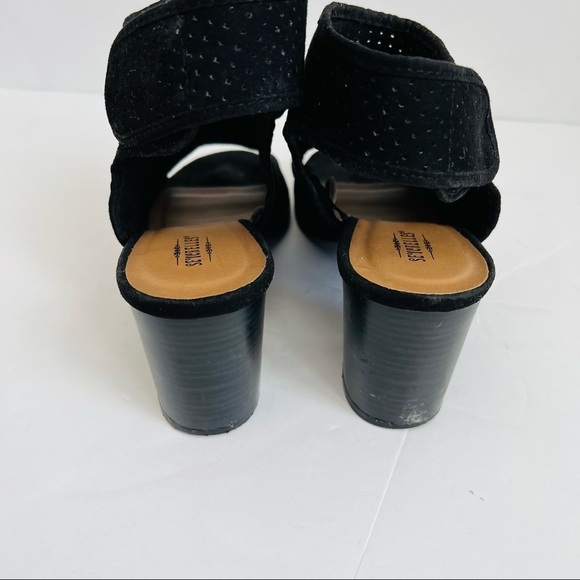 Seychelles black perforated block heel peep toe sandals - Picture 8 of 9